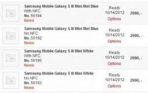 Il Samsung Galaxy SIII mini verrà prodotto in bianco o blu, con o senza NFC!