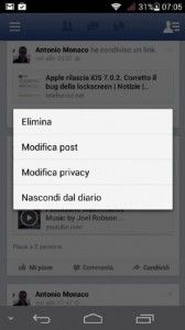 Per tutti coloro che hanno smartphone Android, da oggi potranno modificare i posto messi su Facebook
