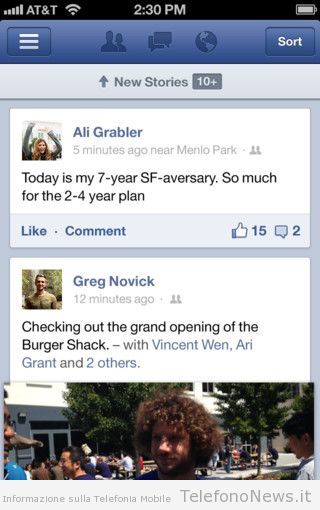 Facebook riscrive la sua app per dispositivi iPhone, in arrivo la v5.0
