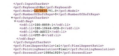 LG D830? un nuovo smartphone scoperto grazie a un profilo User Agent
