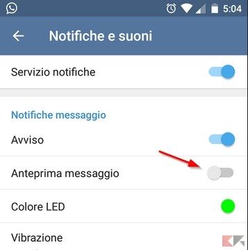 Come disattivare l'anteprima dei messaggi su Telegram