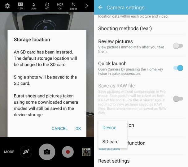 Come salvare le foto sulla microSD su Galaxy S7