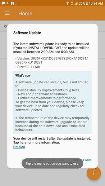 Aggiornamento Galaxy S7