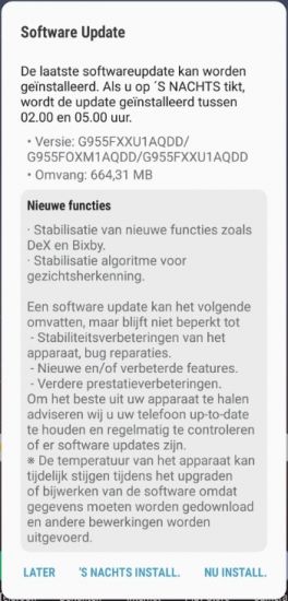 Aggiornamento Galaxy S8