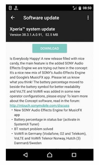 Aggiornamento Sony Xperia X