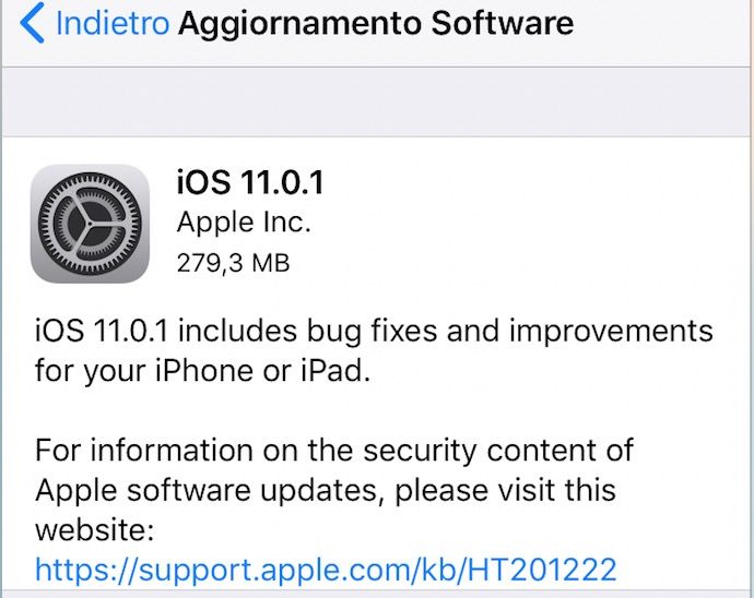 Aggiornamento Apple