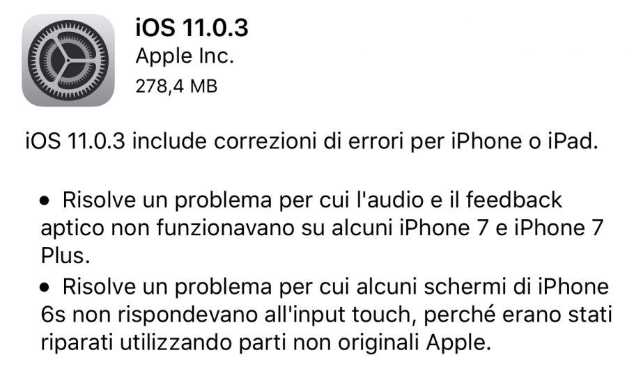 Aggiornamento Apple