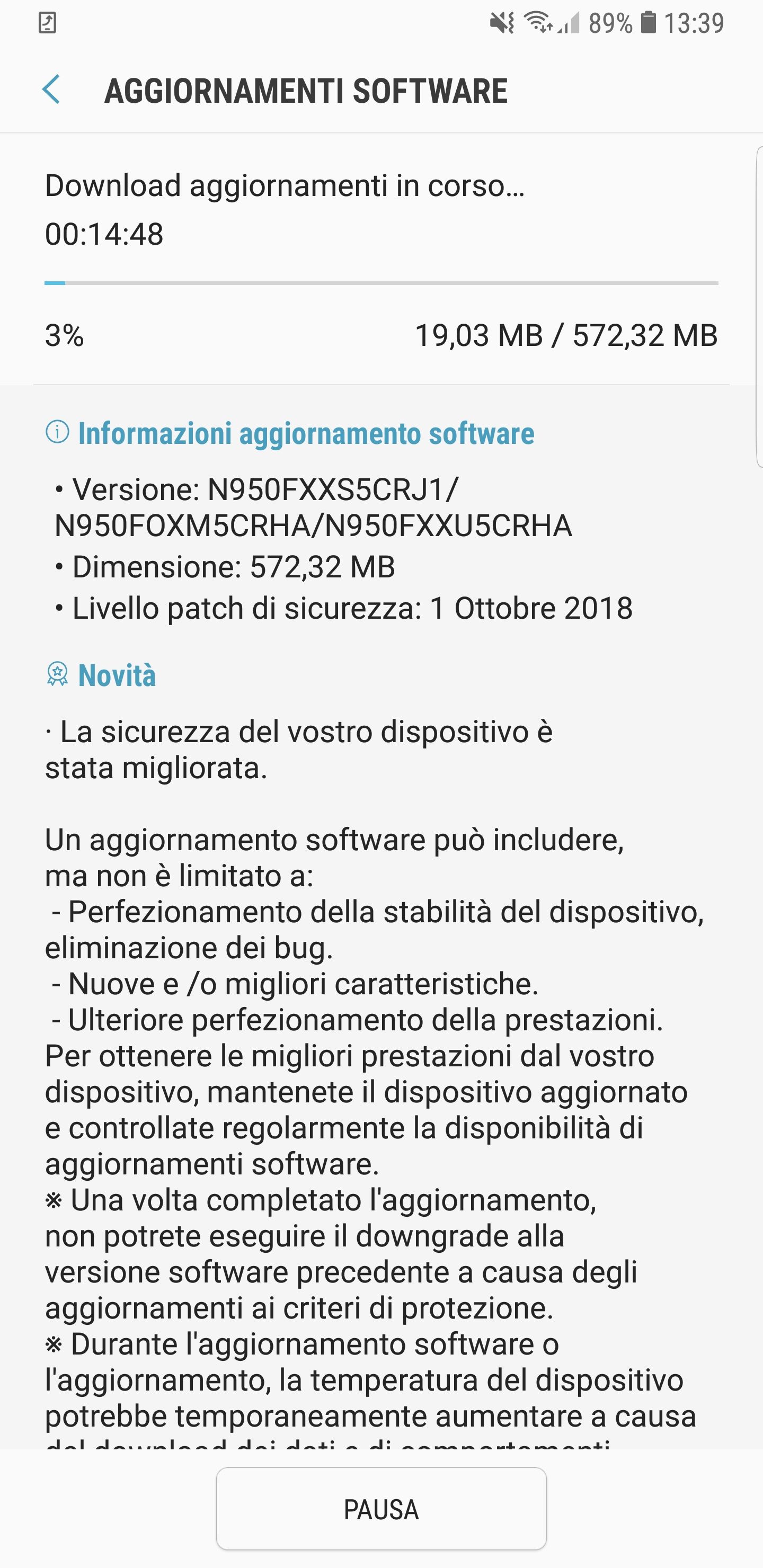 Aggiornamento Samsung Galaxy A8 2018