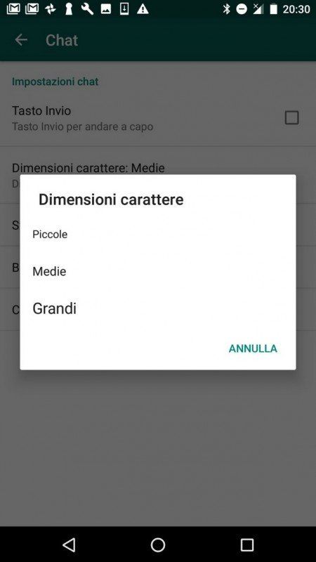 Come aumentare le dimensioni del carattere su Whatsapp