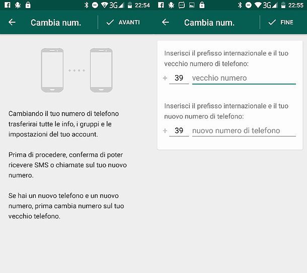 Come cambiare numero di telefono dell'account Whatsapp