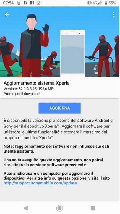 Aggiornamento Sony Xperia XZ3